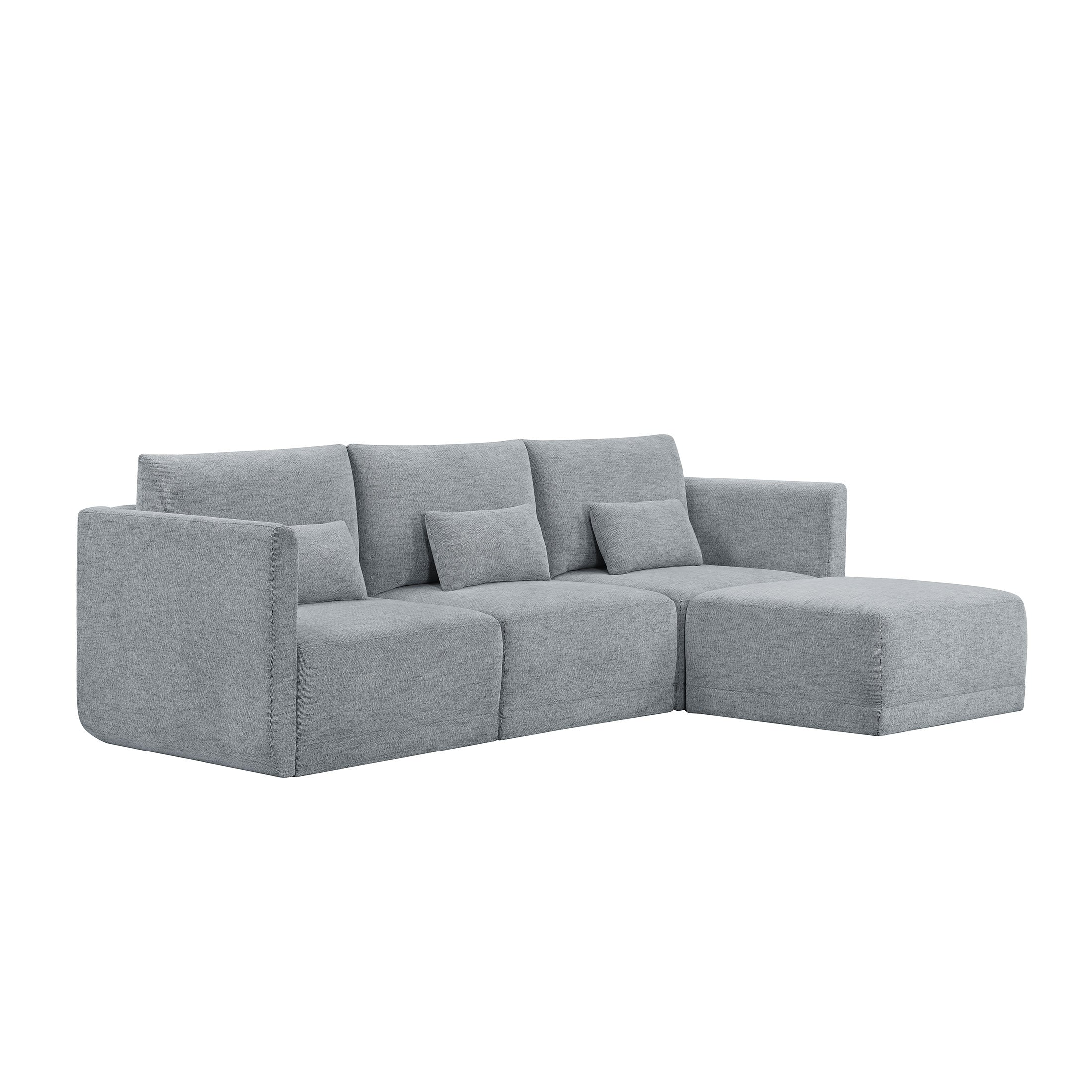 Drew Modular Sectional Sofa with Ottoman by Drew Barrymore. Gray Fabric - Image 2