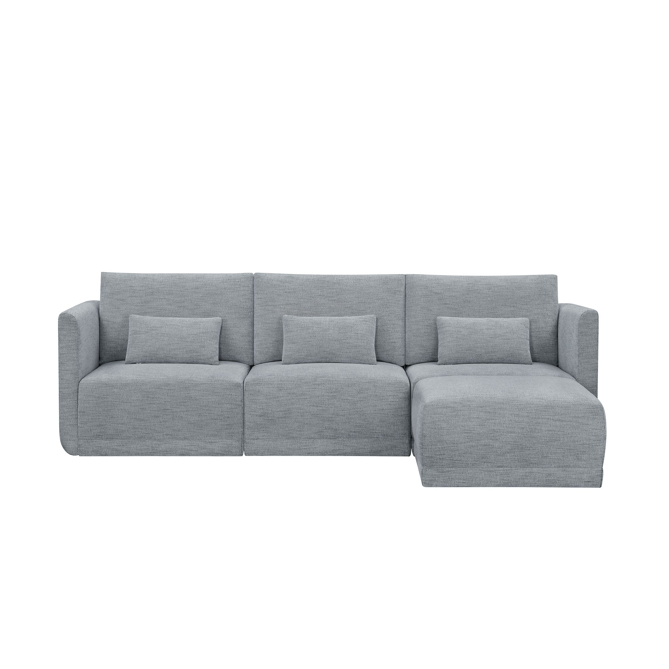 Drew Modular Sectional Sofa with Ottoman by Drew Barrymore. Gray Fabric - Image 3