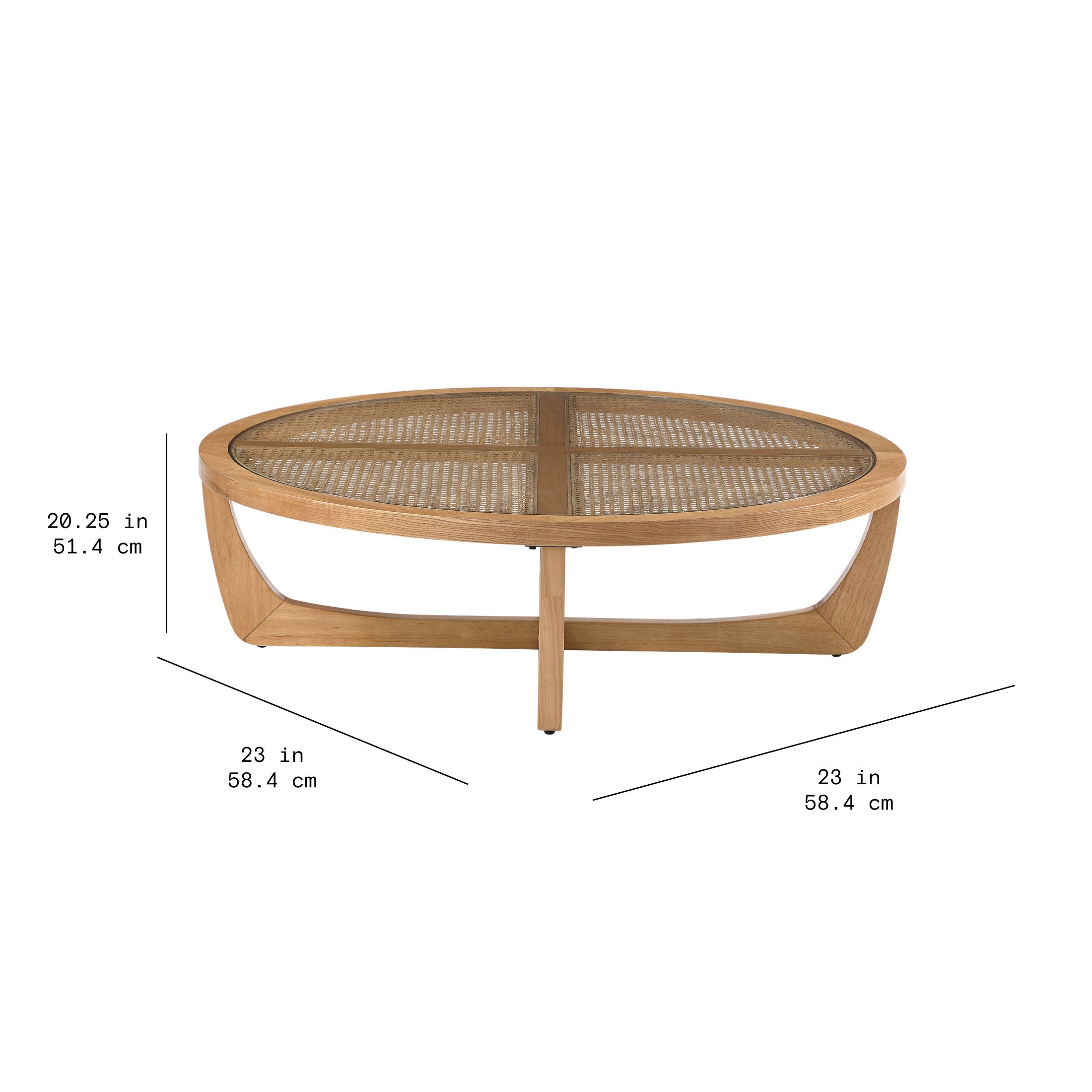 Beautiful Rattan & Glass Coffee Table with Solid Wood Frame by Drew Barrymore - Image 3