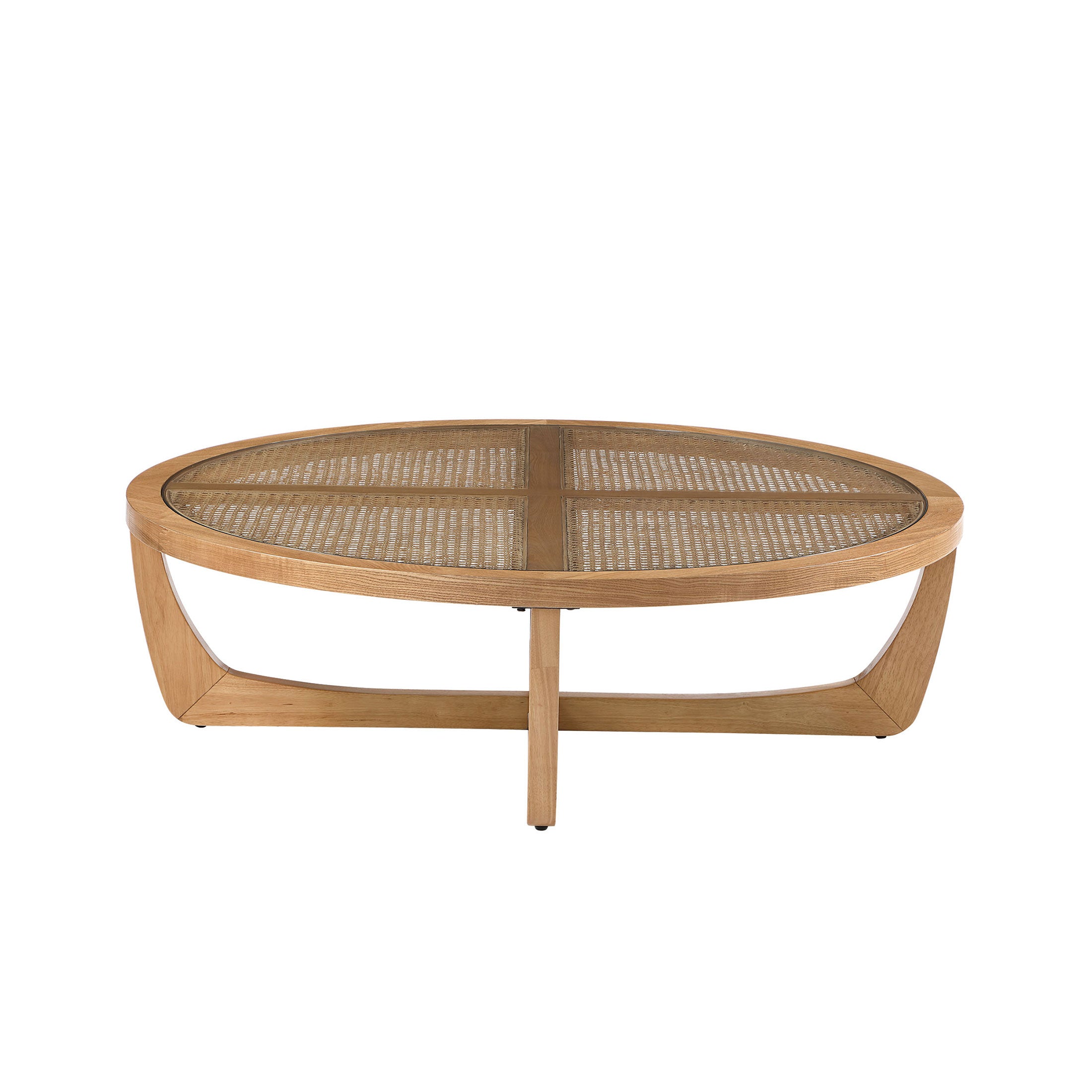 Beautiful Rattan & Glass Coffee Table with Solid Wood Frame by Drew Barrymore - Image 6
