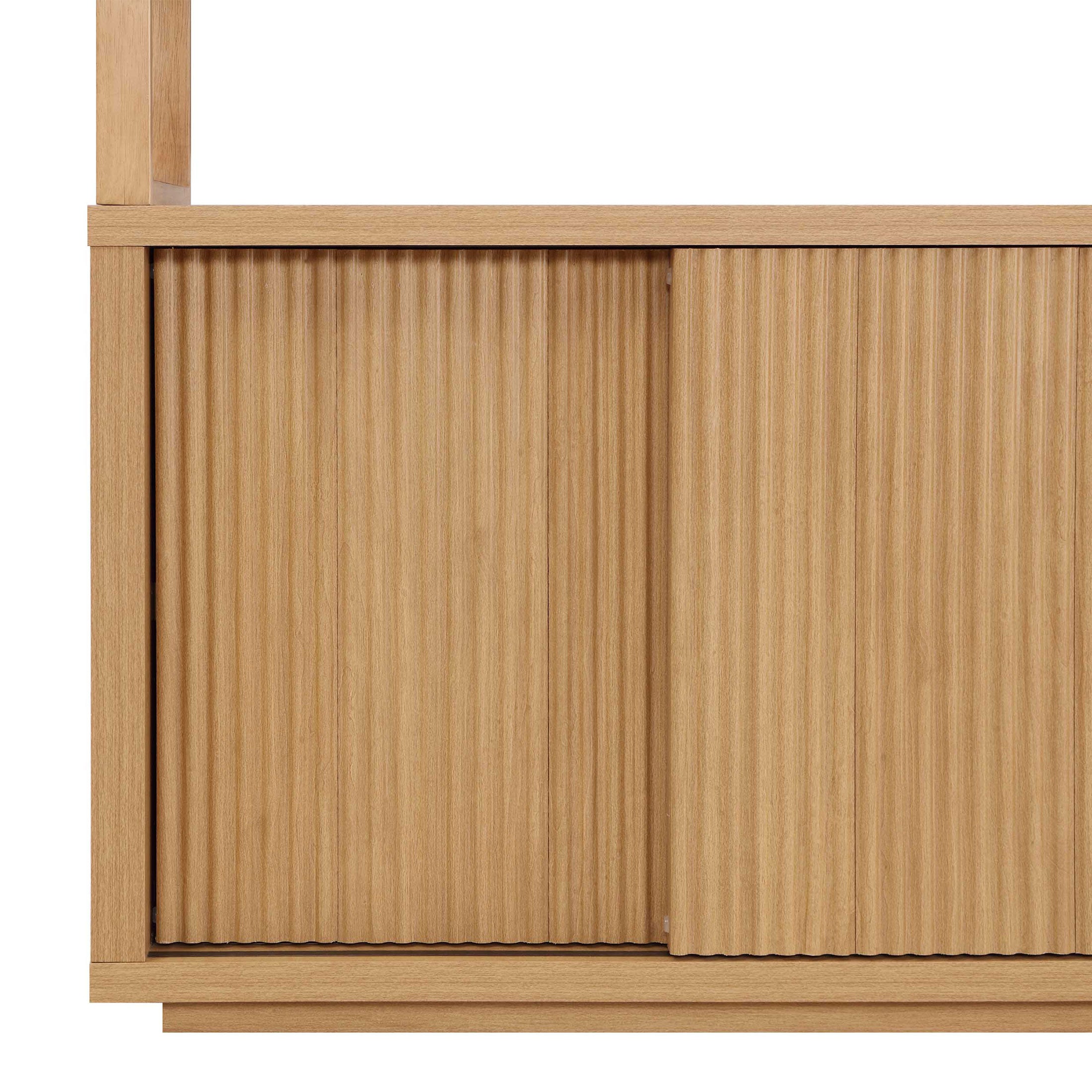 Fluted 3-Shelf Bookcase with Storage Cabinet by Drew Barrymore. Warm Honey Finish - Image 4