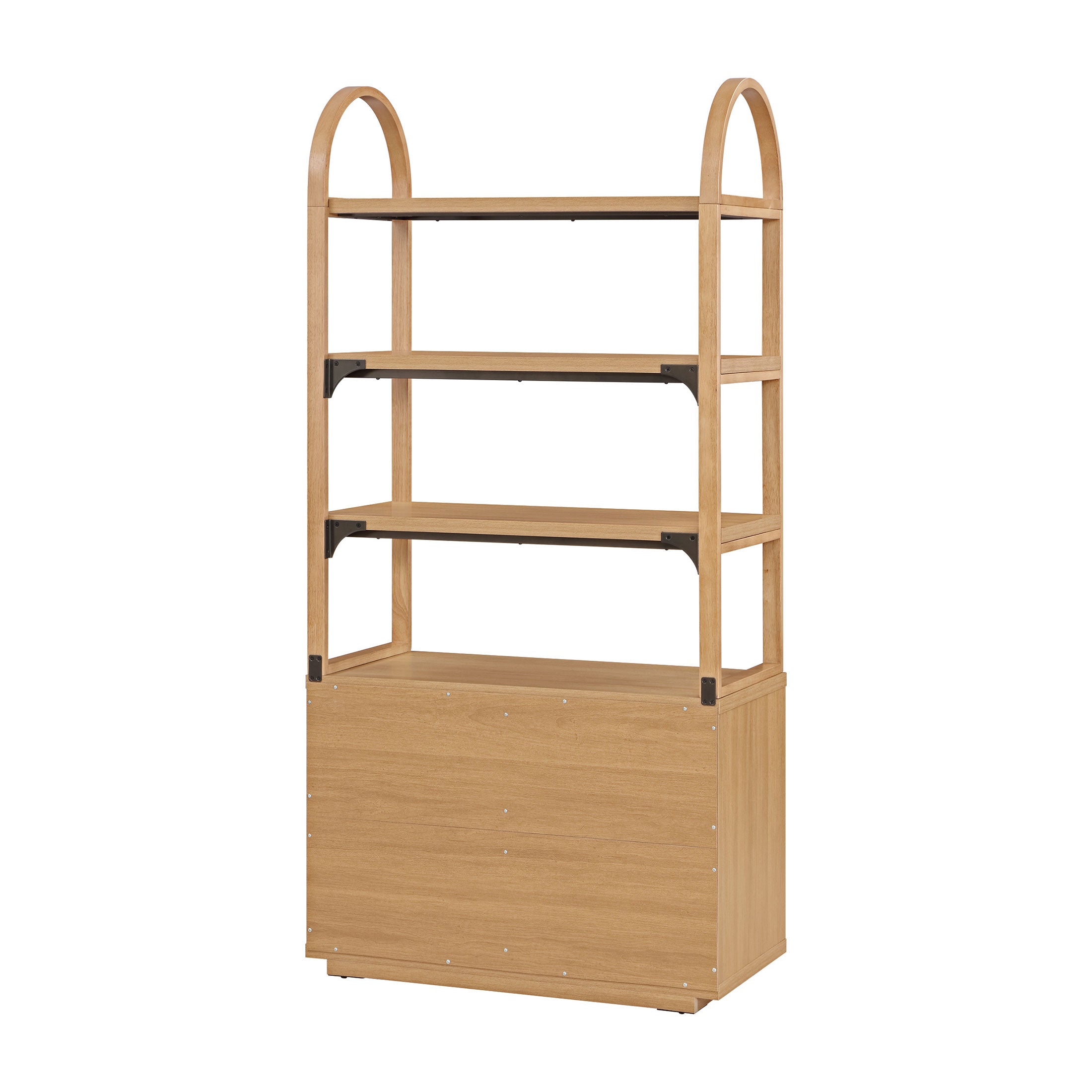 Fluted 3-Shelf Bookcase with Storage Cabinet by Drew Barrymore. Warm Honey Finish - Image 7