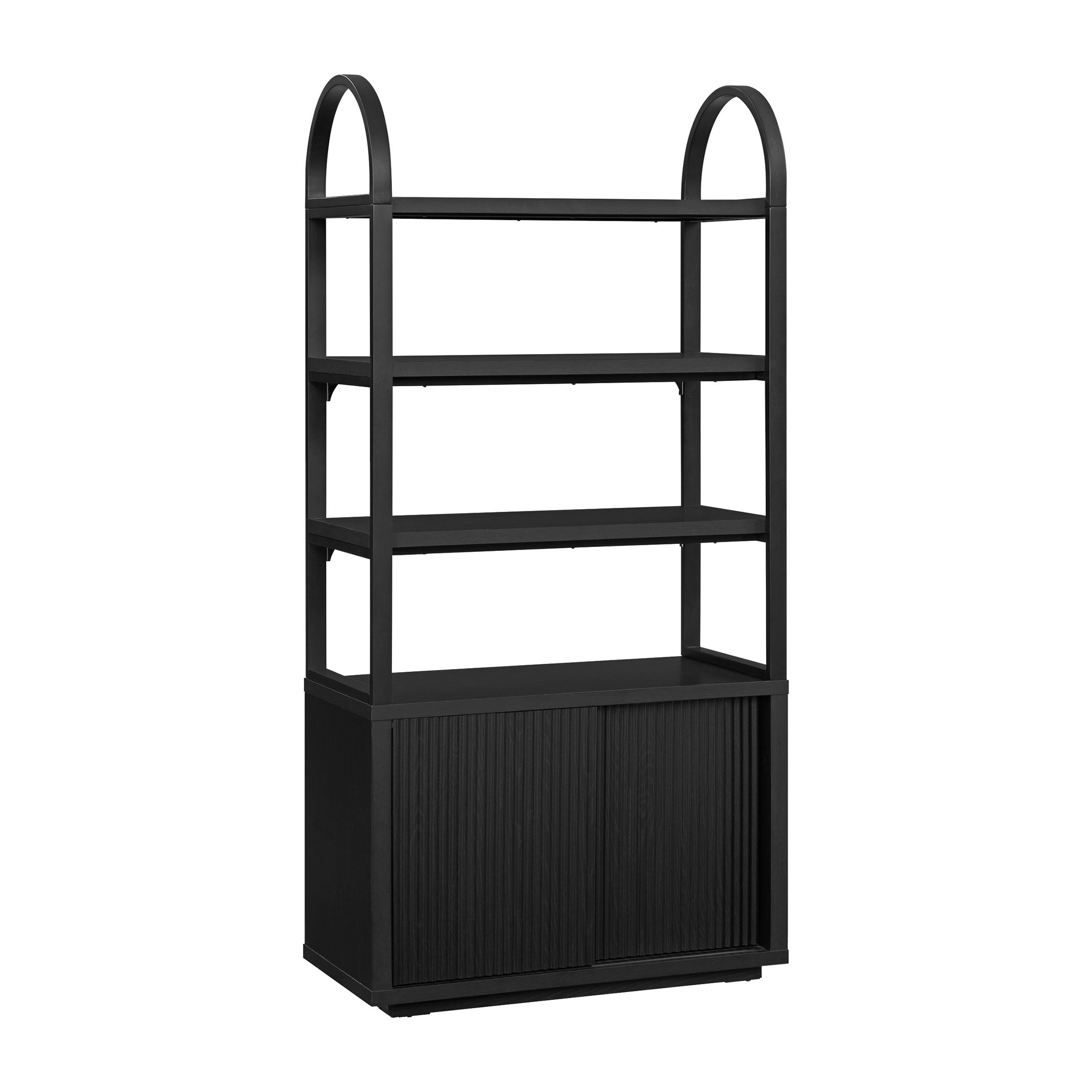 Fluted 3-Shelf Bookcase with Storage Cabinet by Drew Barrymore. Warm Honey Finish - Image 9
