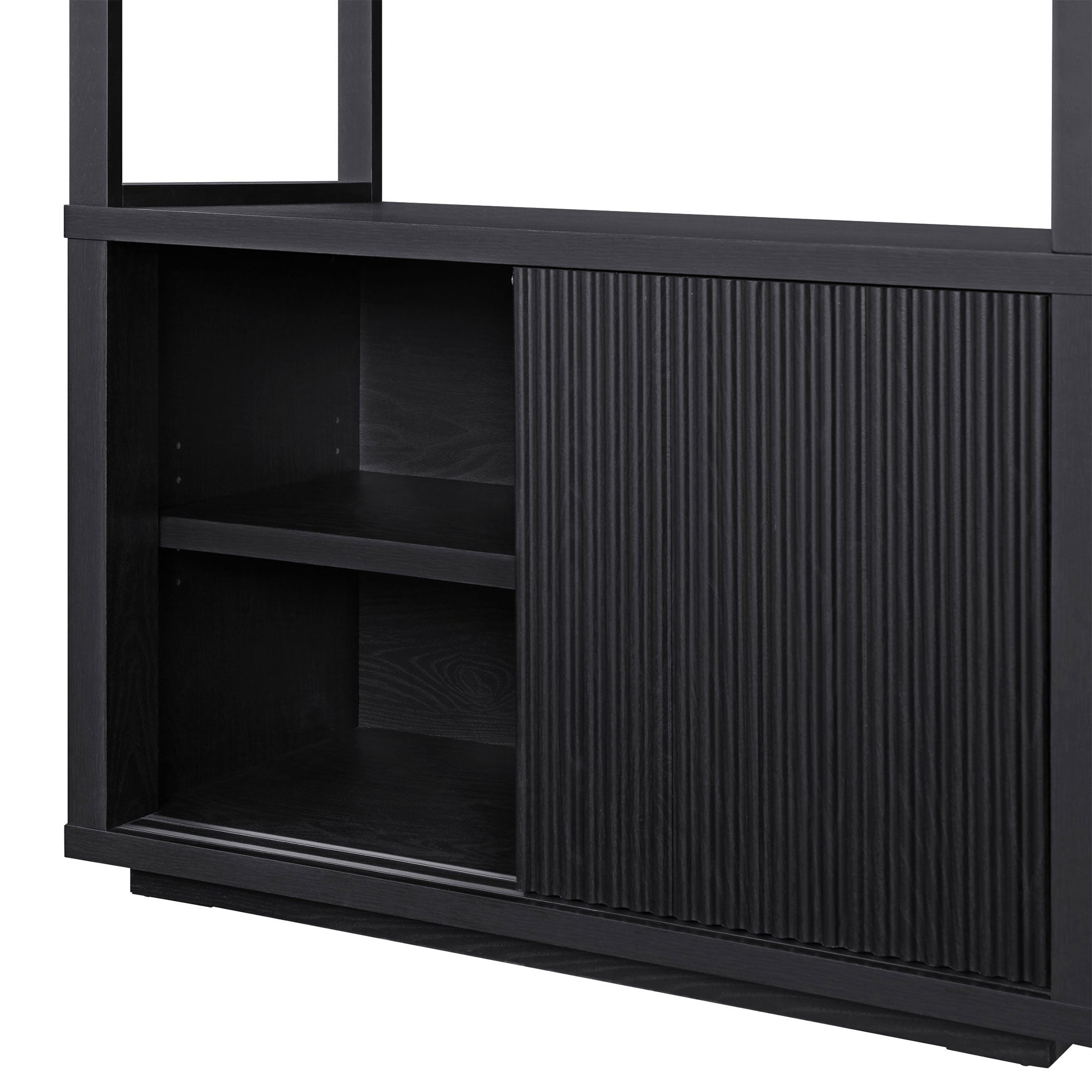 Fluted 3-Shelf Bookcase with Storage Cabinet by Drew Barrymore. Warm Honey Finish - Image 10