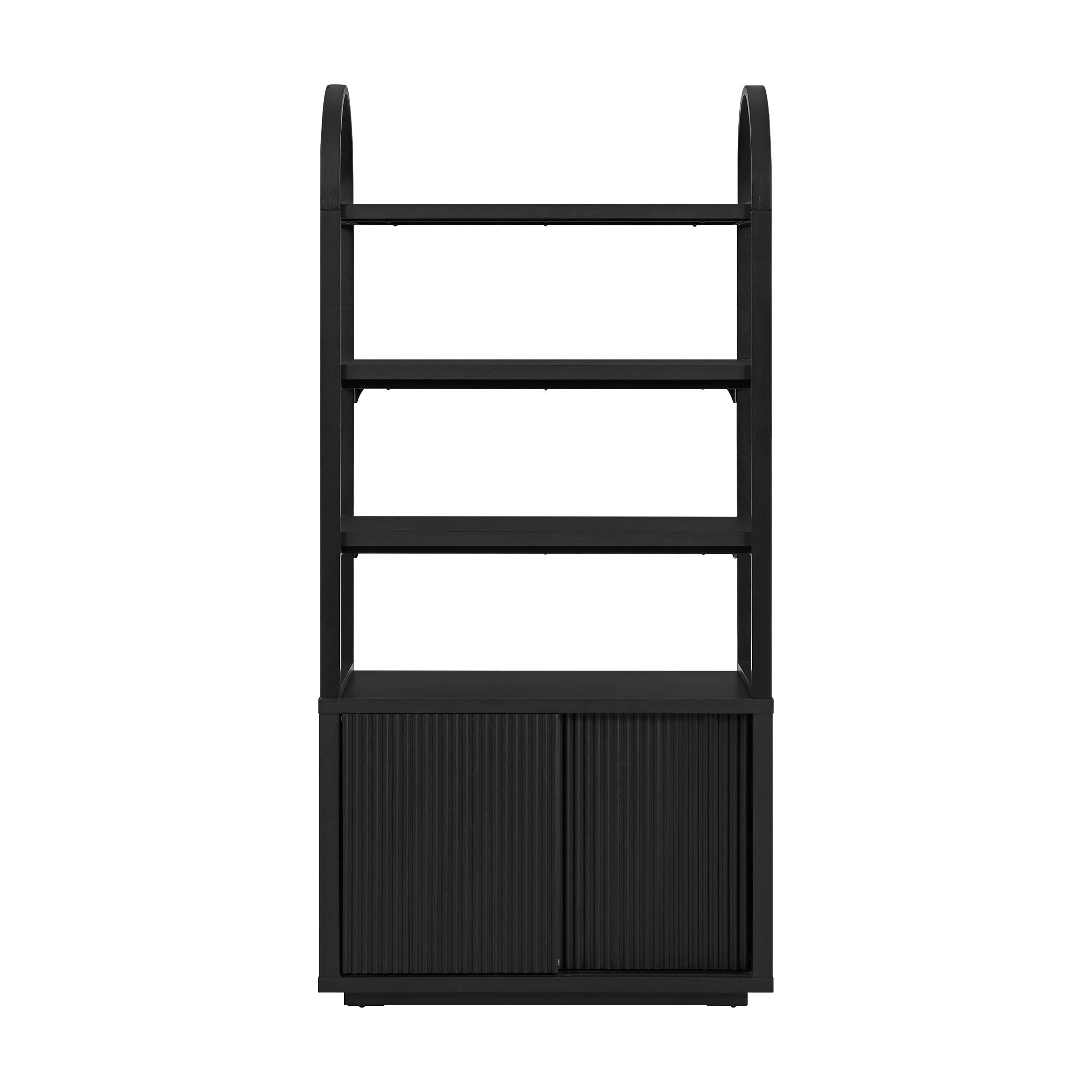 Fluted 3-Shelf Bookcase with Storage Cabinet by Drew Barrymore. Warm Honey Finish - Image 14
