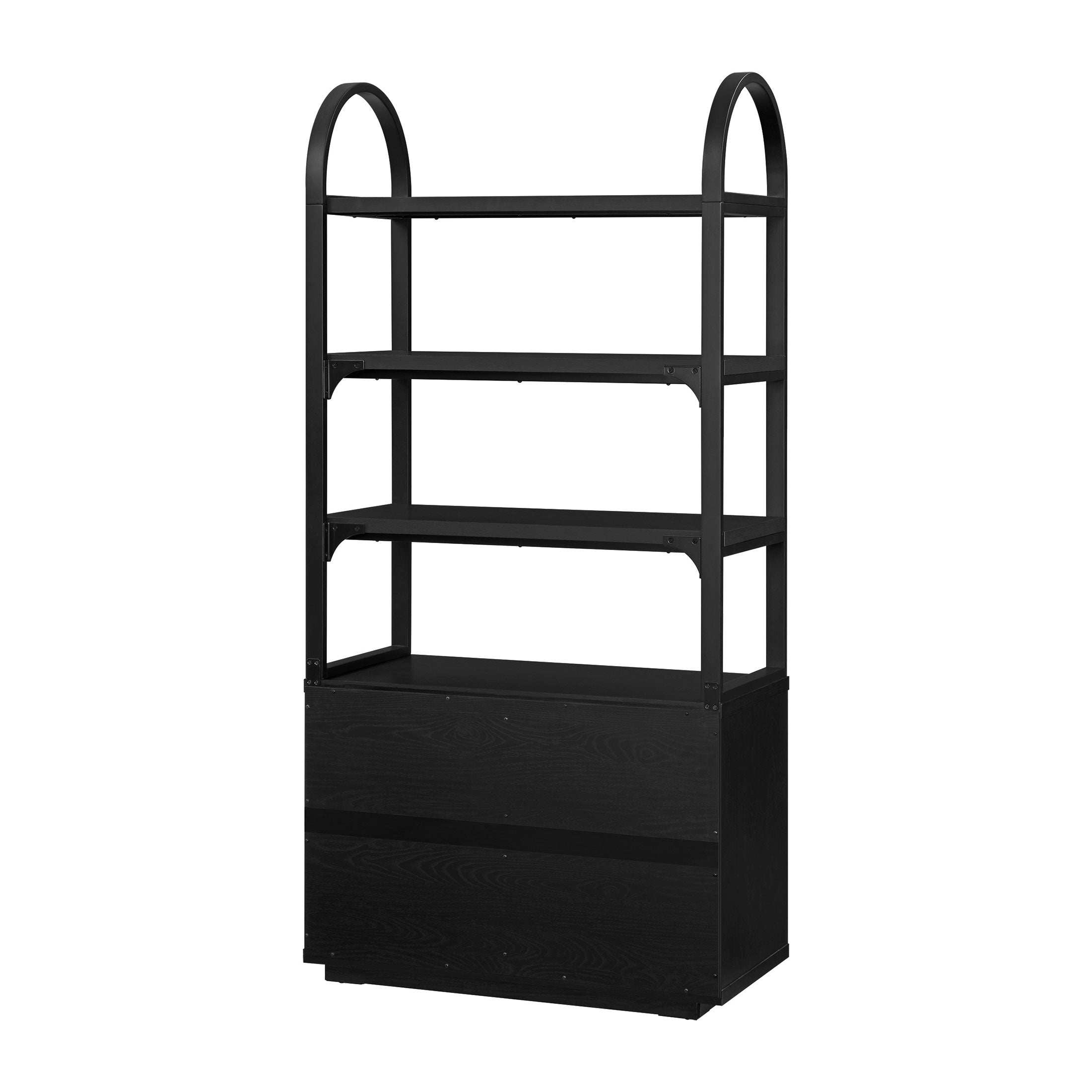 Fluted 3-Shelf Bookcase with Storage Cabinet by Drew Barrymore. Warm Honey Finish - Image 12