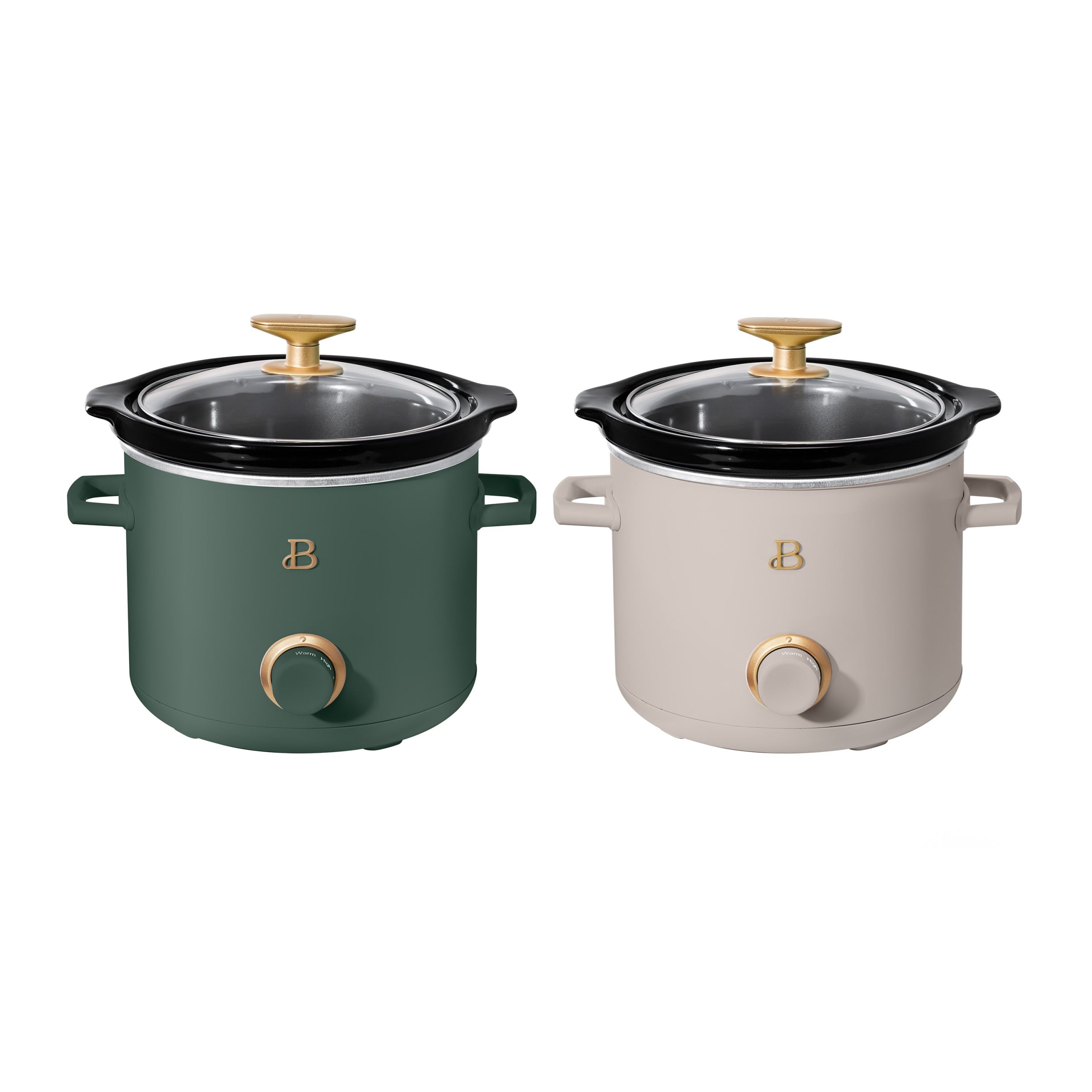 2 Qt Manual Slow Cooker. 2-Pack. Thyme Green and Porcini Taupe - Image 2