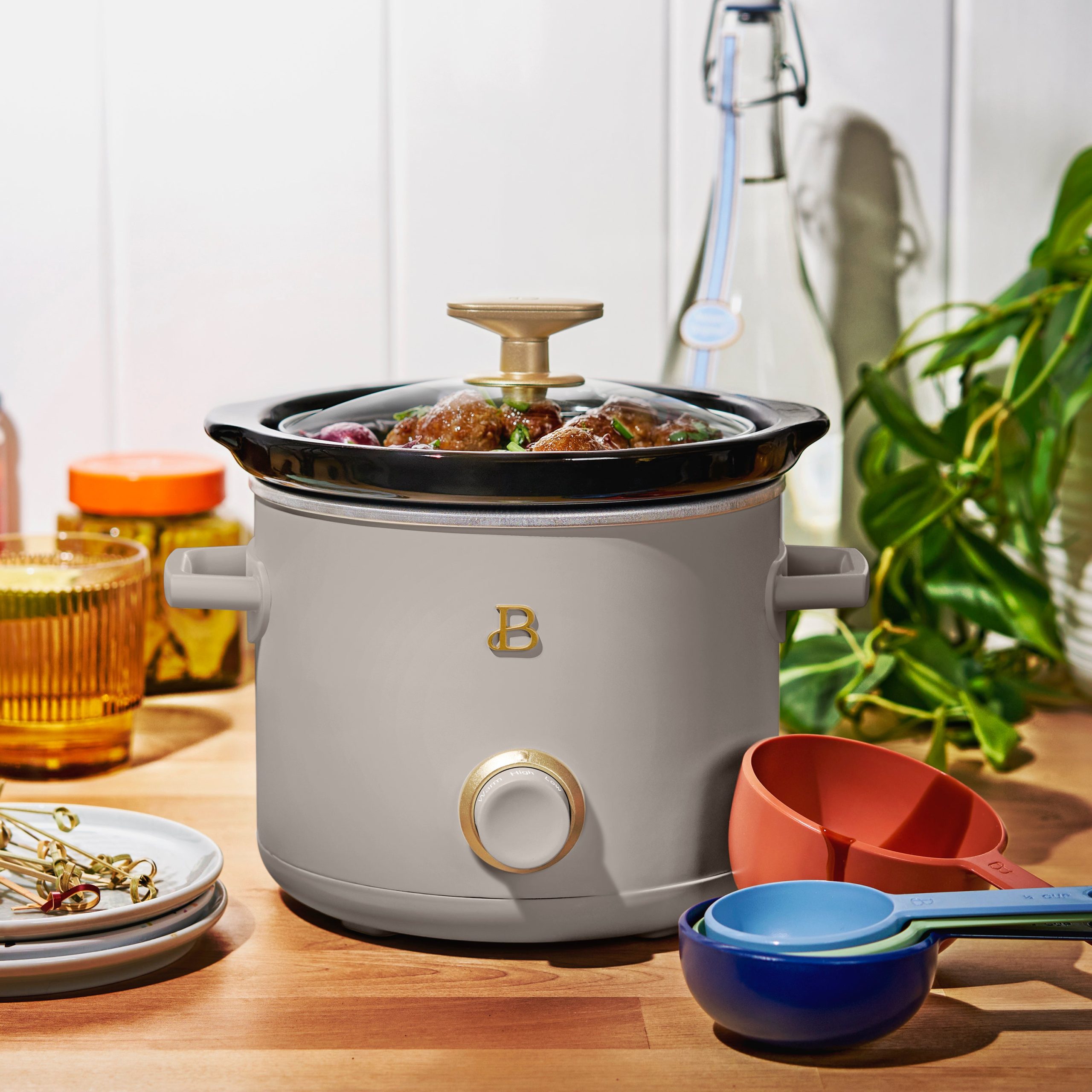 2 Qt Manual Slow Cooker. 2-Pack. Thyme Green and Porcini Taupe - Image 9