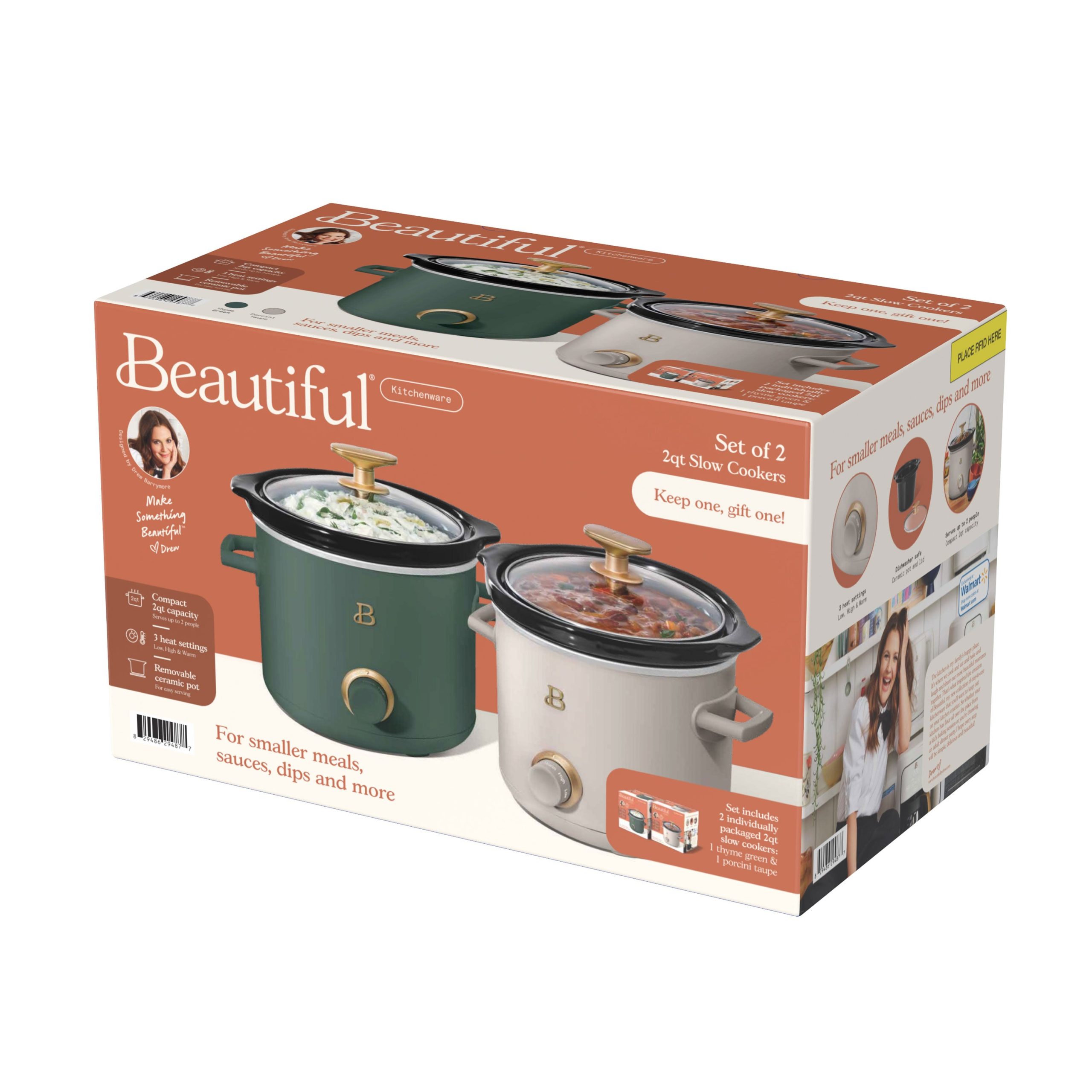 2 Qt Manual Slow Cooker. 2-Pack. Thyme Green and Porcini Taupe - Image 13