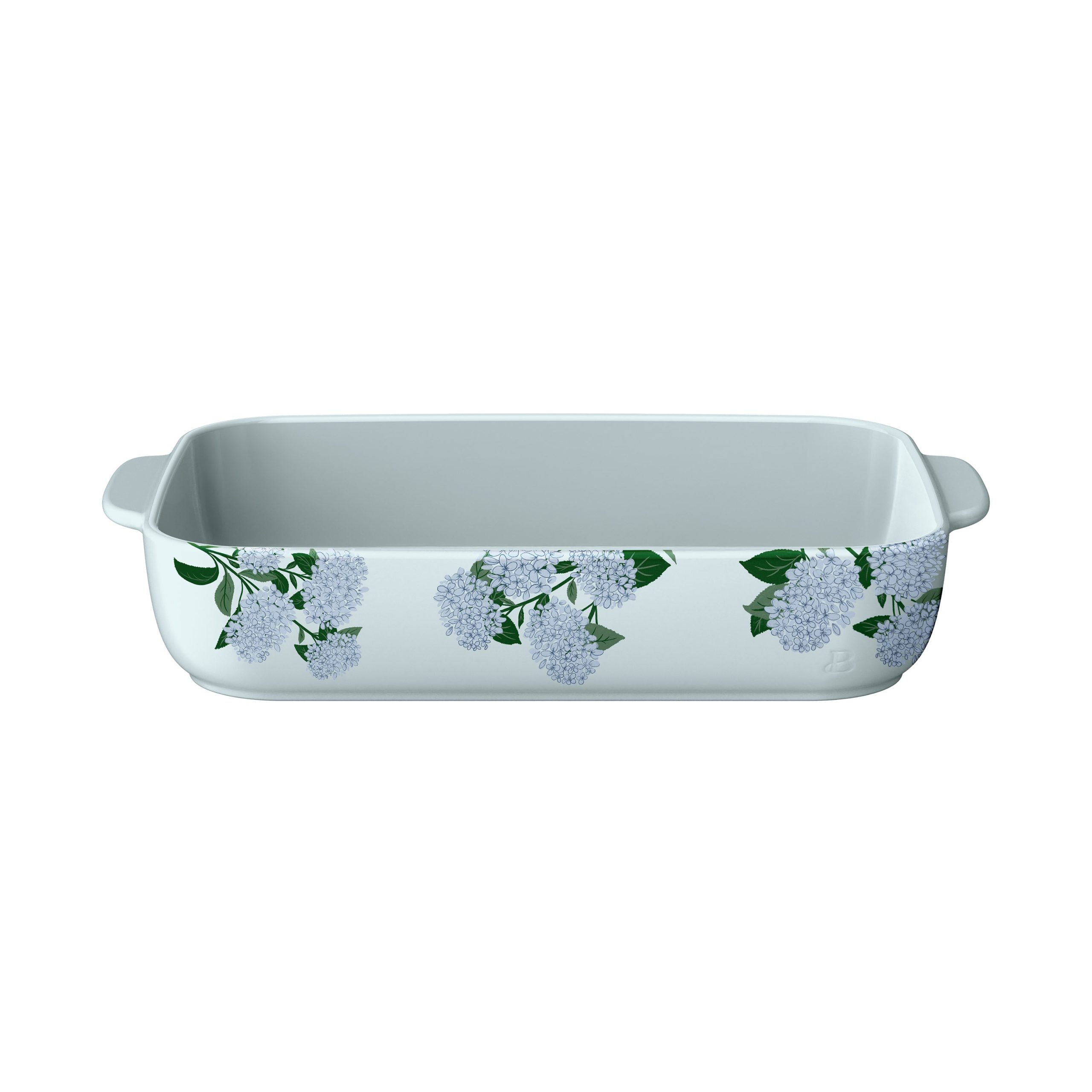 9x13 Stoneware Baking Dish. Hydrangea Floral