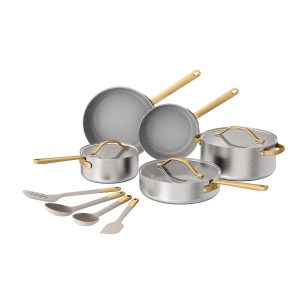 12-Piece Tri Ply Laser Etched Ceramic Cookware Set. Stainless steel
