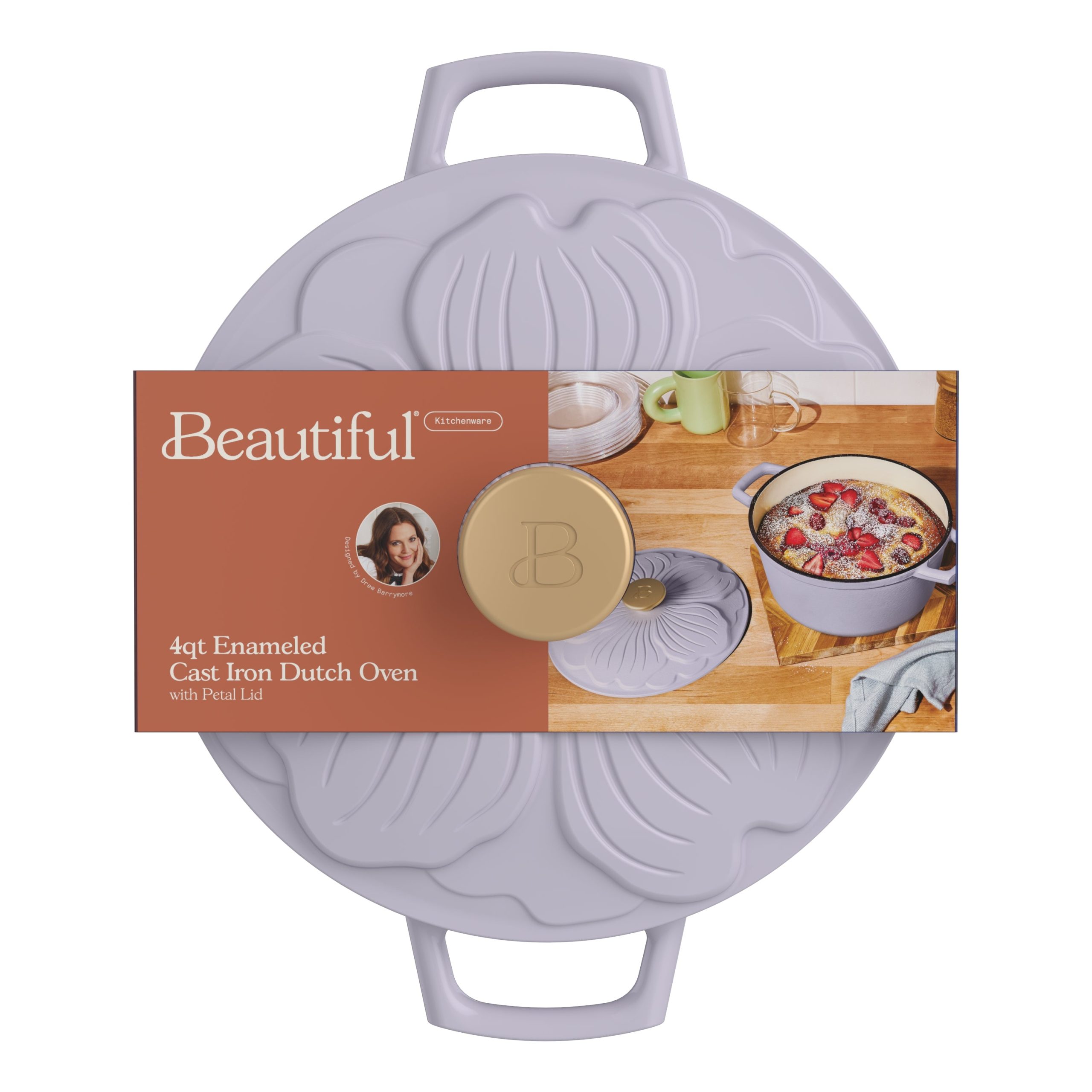 4qt Enamel Cast Iron Dutch Oven with Petal Lid - Image 11