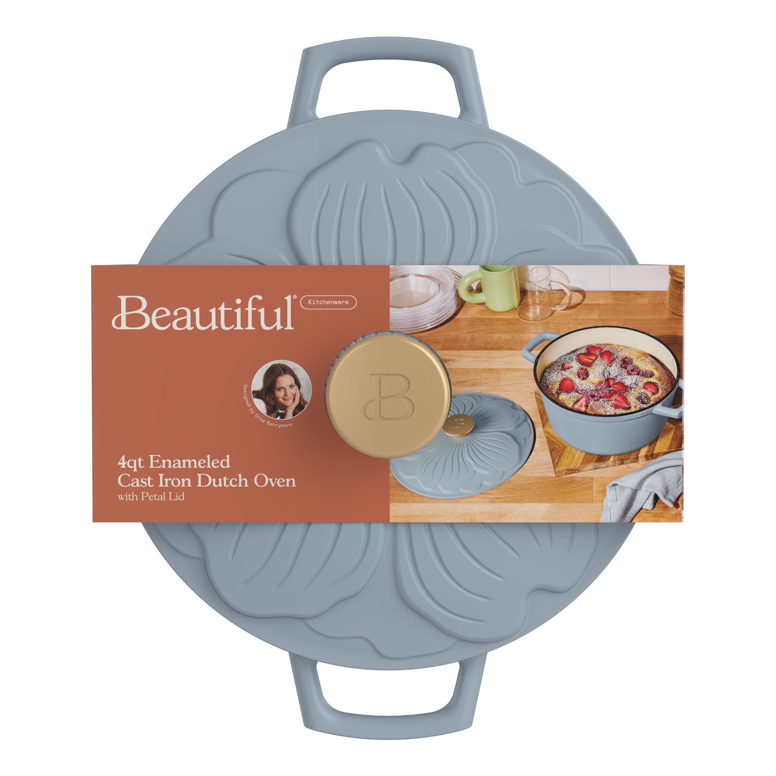 4qt Enamel Cast Iron Dutch Oven with Petal Lid - Image 7