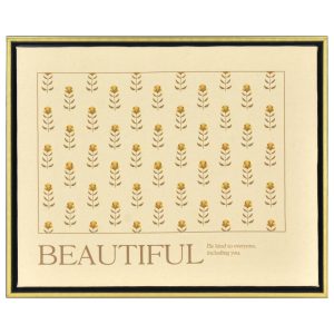 Yellow Flower Pattern Linen Print Size 16 x 20 by Drew Barrymore
