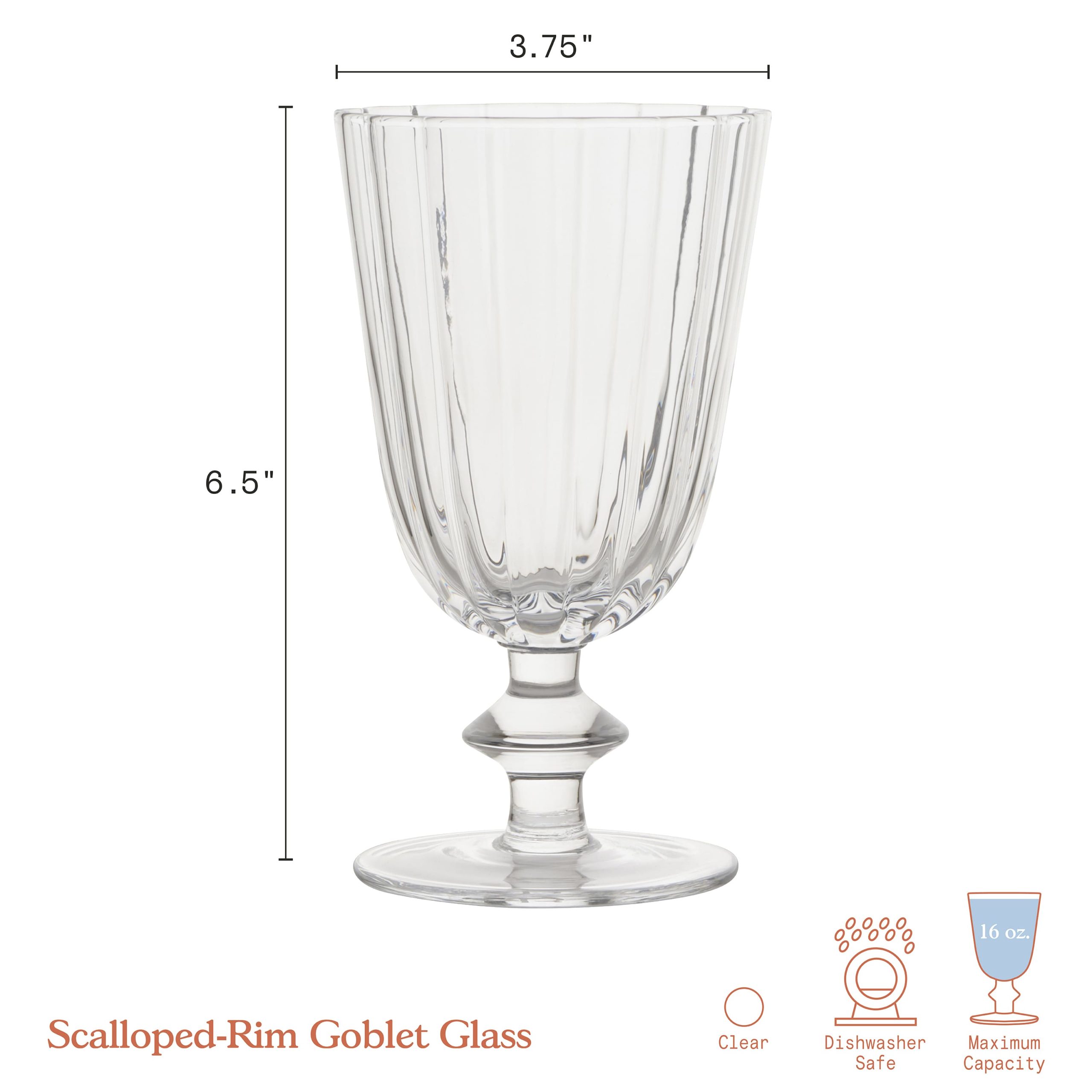 Scallop Glass Goblets Set of 4 - Image 7
