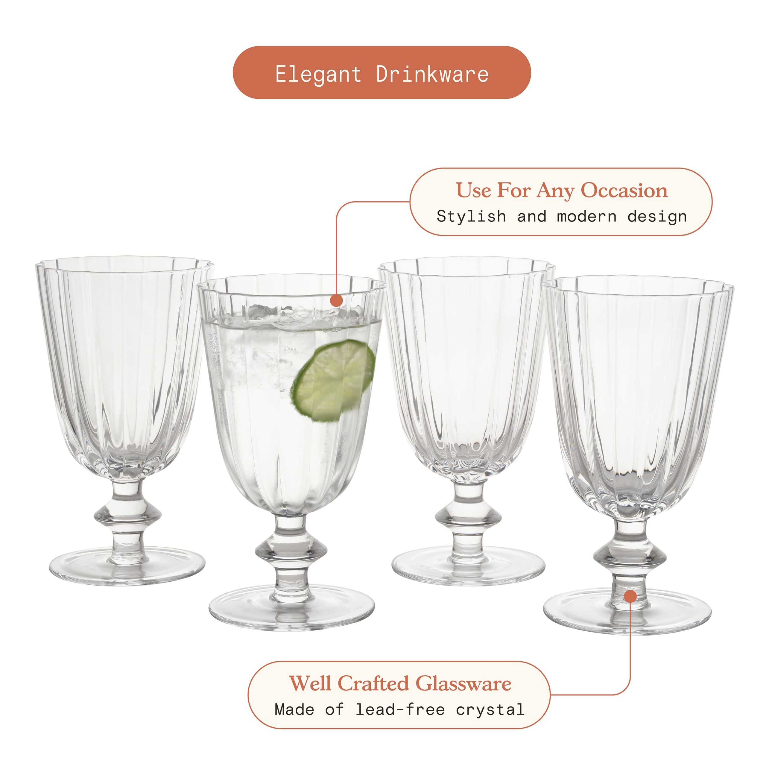 Scallop Glass Goblets Set of 4 - Image 8