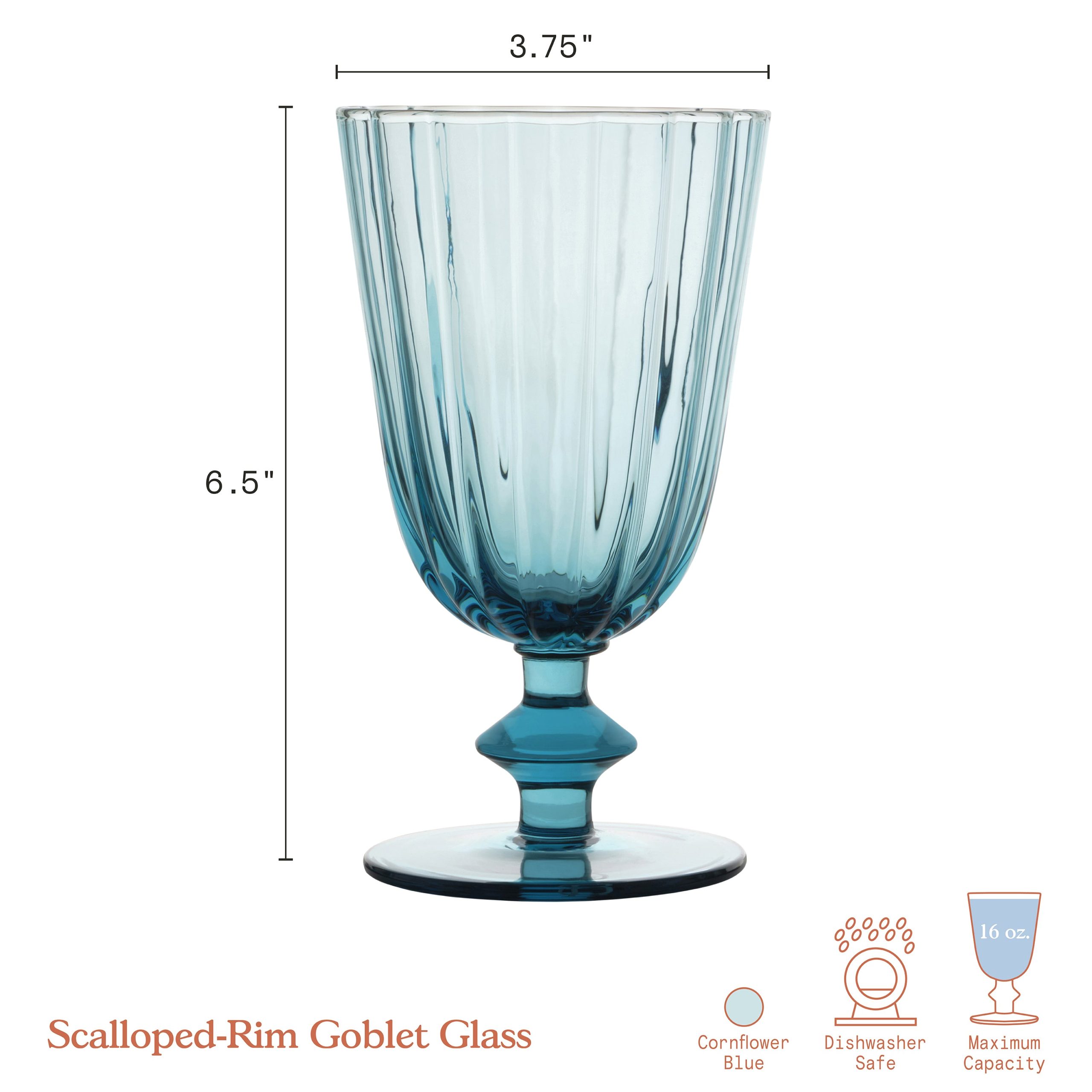 Scallop Glass Goblets Set of 4 - Image 3