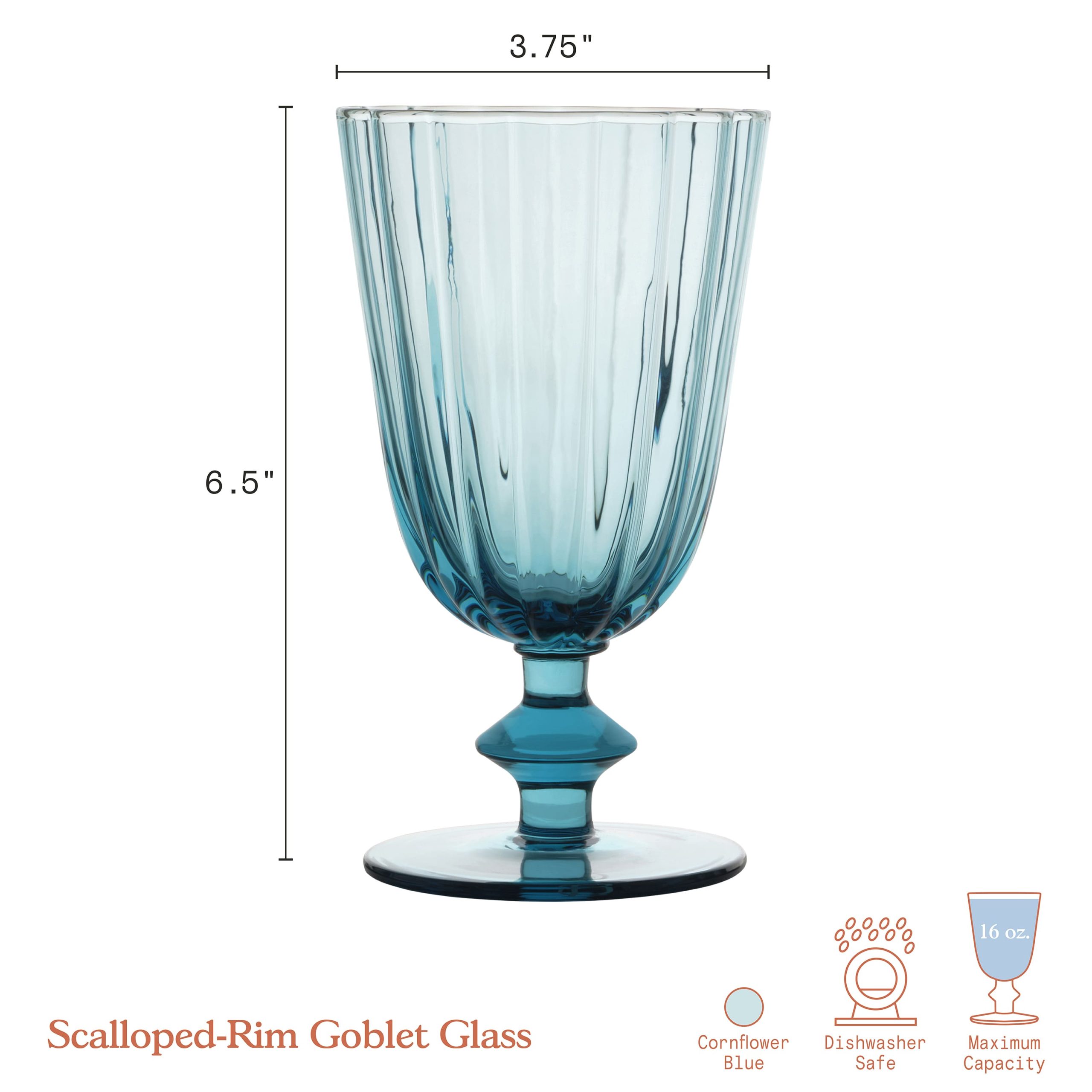 Scallop Glass Goblets Set of 4 - Image 4