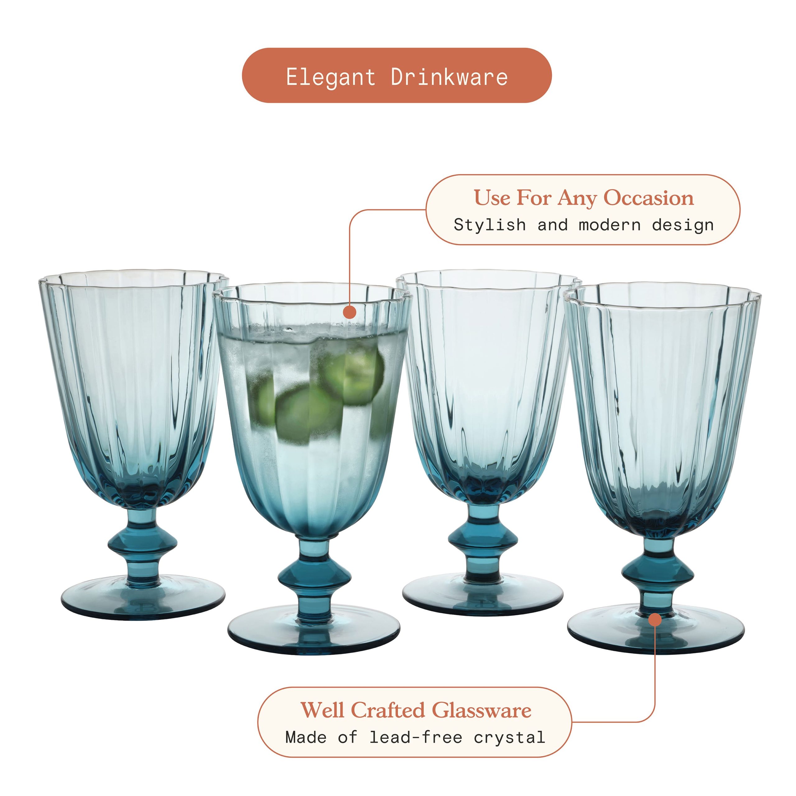 Scallop Glass Goblets Set of 4 - Image 5