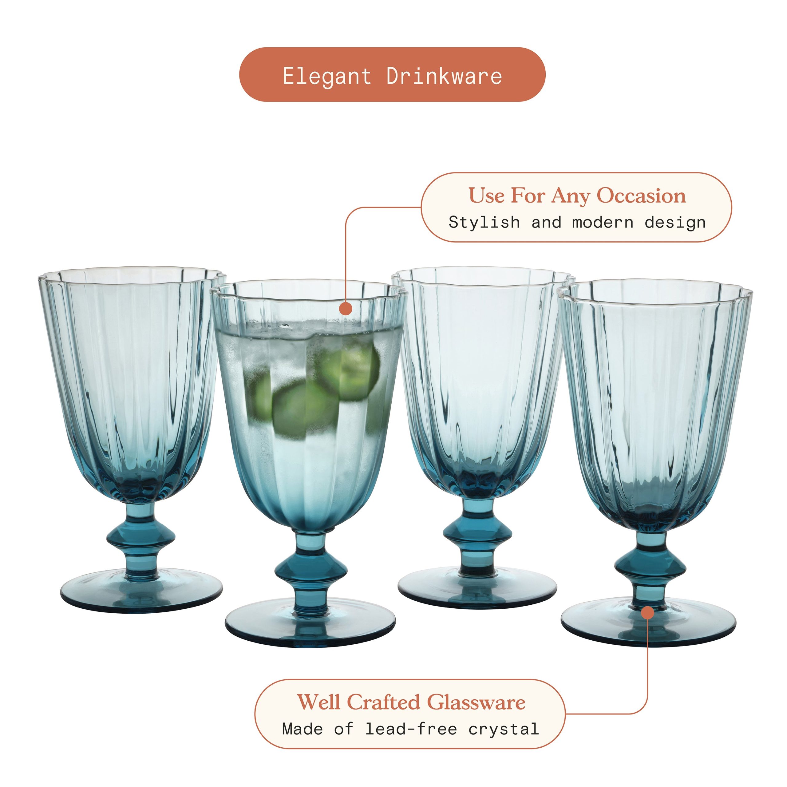 Scallop Glass Goblets Set of 4 - Image 2