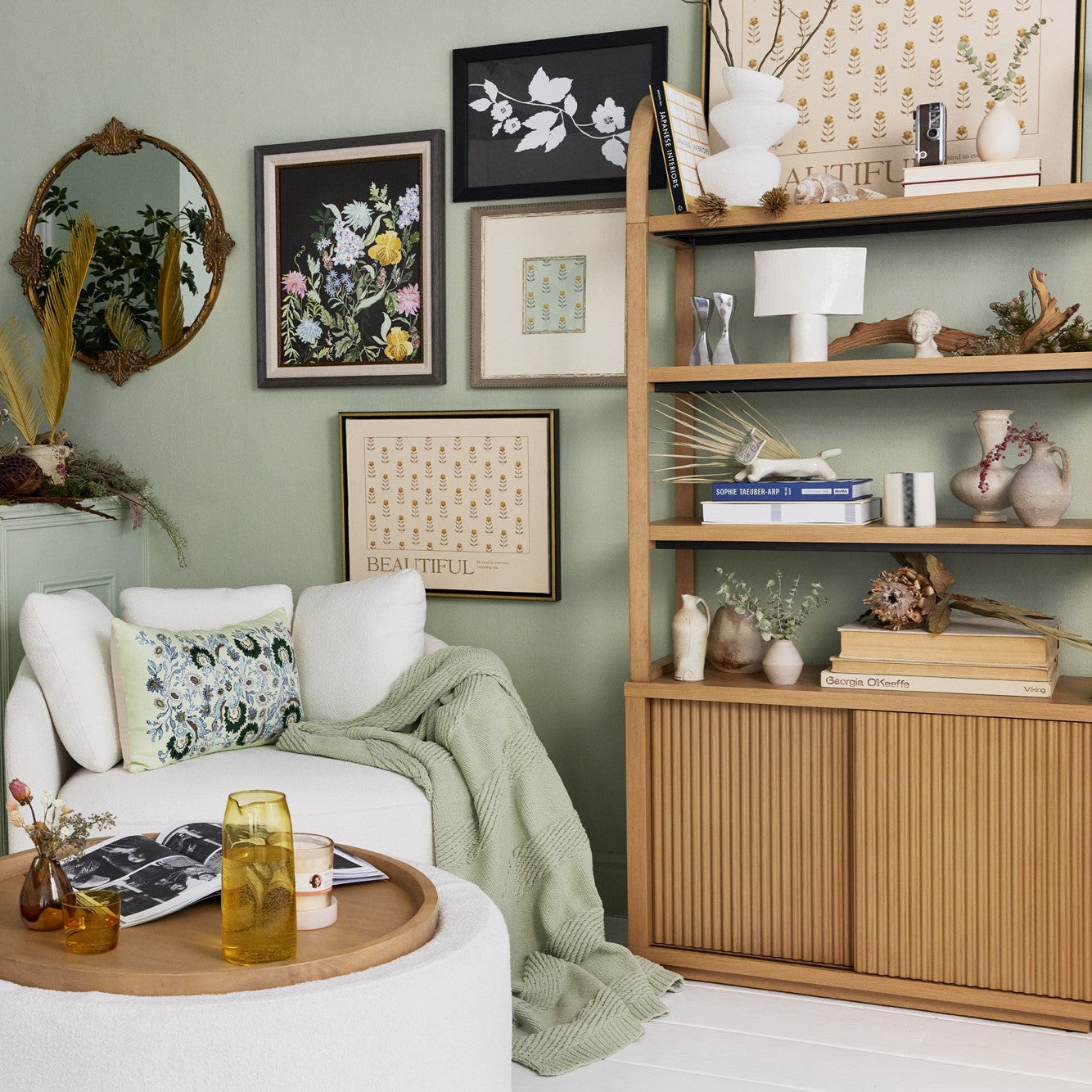 Fluted 3-Shelf Bookcase with Storage Cabinet by Drew Barrymore. Warm Honey Finish - Image 8