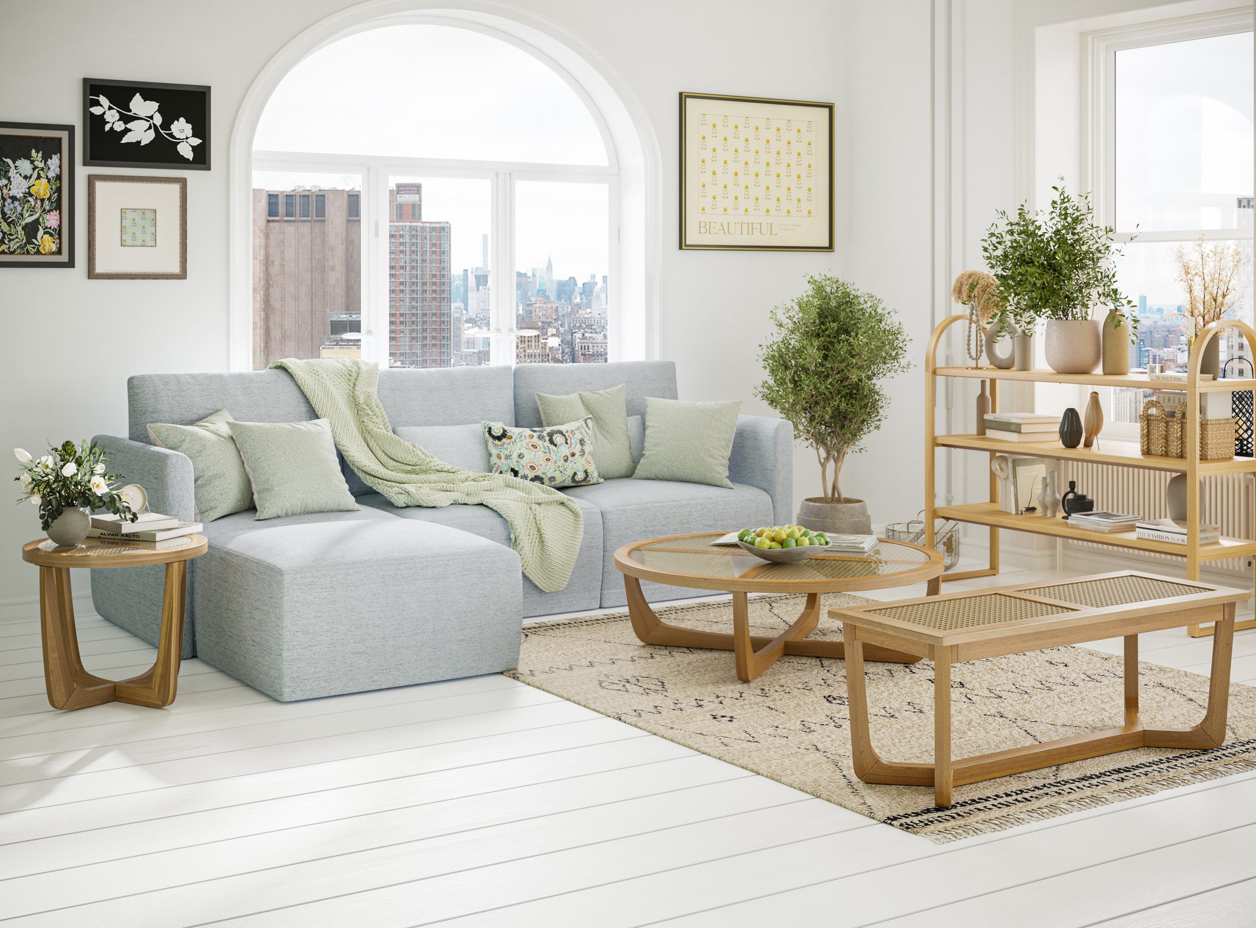 Drew Modular Sectional Sofa with Ottoman by Drew Barrymore. Gray Fabric - Image 12