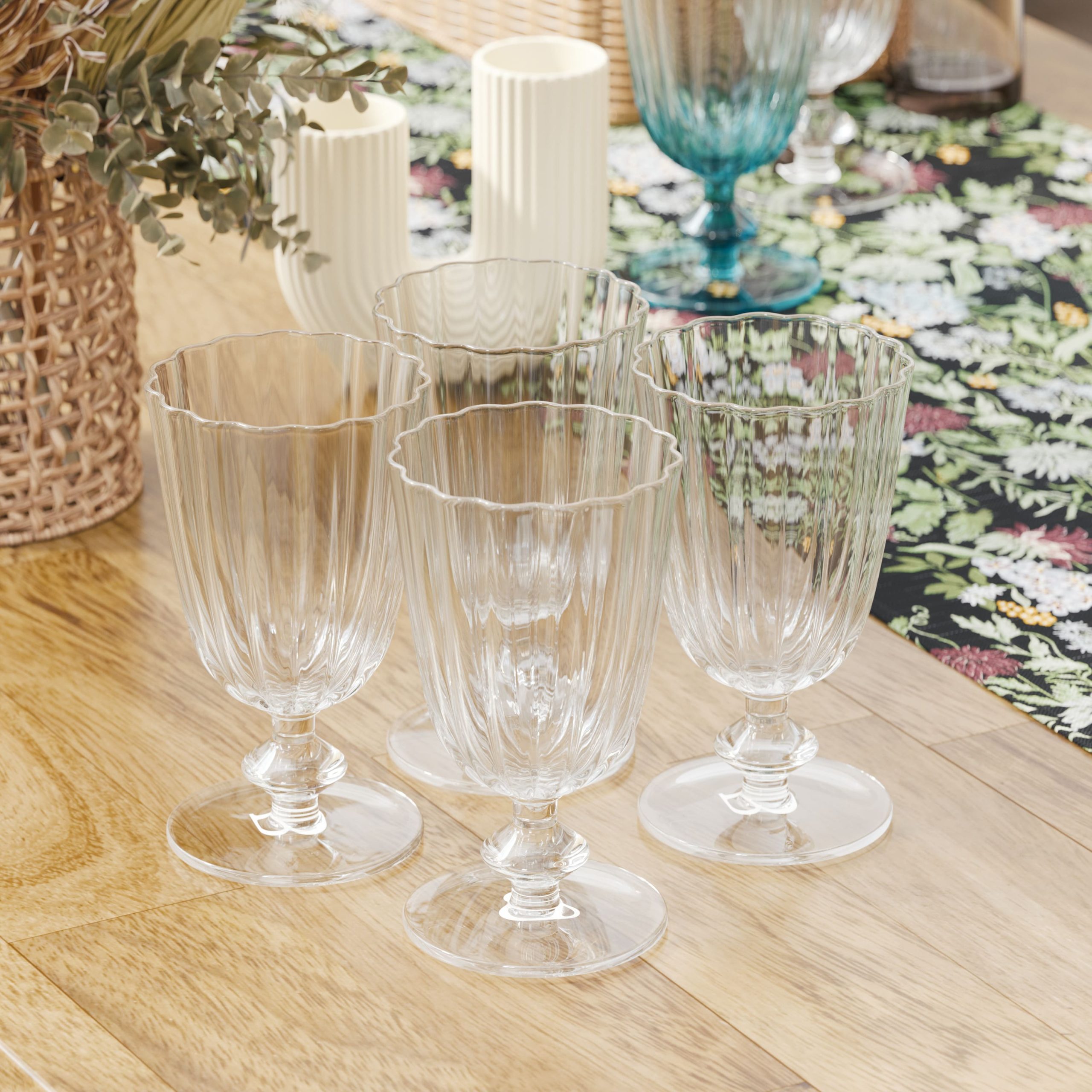 Scallop Glass Goblets Set of 4 - Image 6